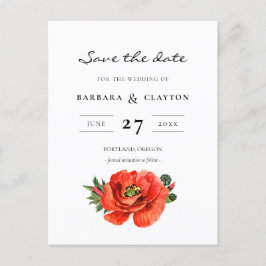 Waterverf Rode papaver Sla de datum op Briefkaart