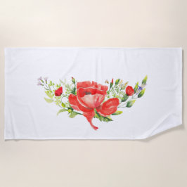 Waterverf Rode papaver Strandlaken