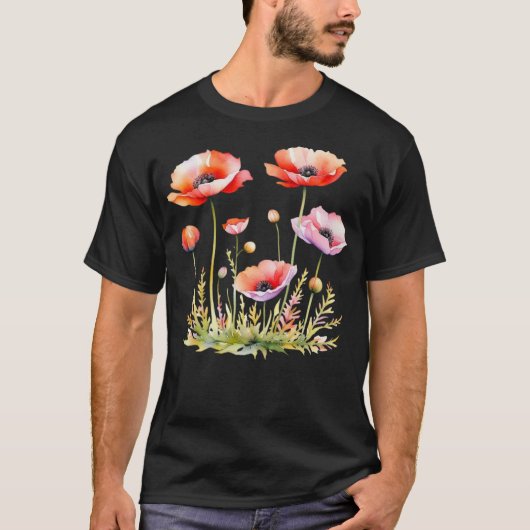 Waterverf Rode papaver T-shirt (Voorkant)