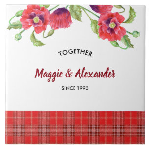 Waterverf Rode papaver Tegeltje