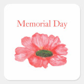 Waterverf rode papaver vierkante sticker (Voorkant)