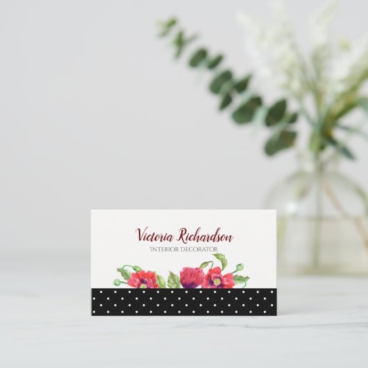 Waterverf Rode papaver Visitekaartje (Staand voorkant)