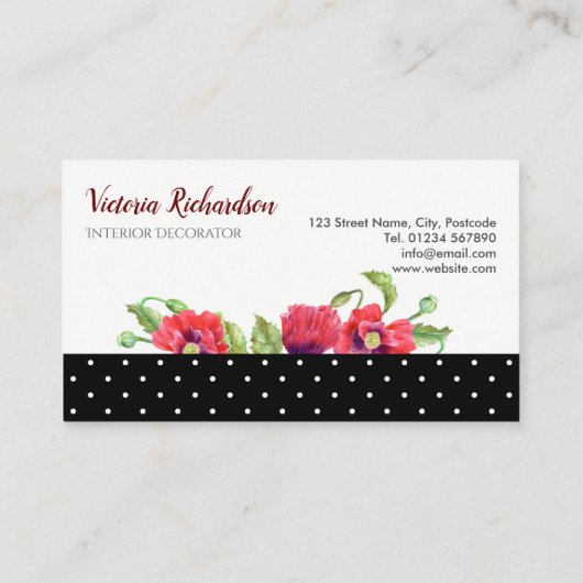 Waterverf Rode papaver Visitekaartje (Achterkant)