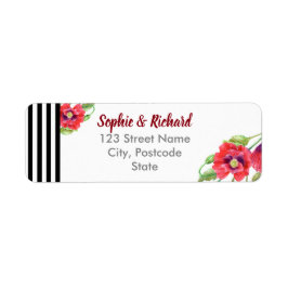 Waterverf Rode papaver Wilde Florale bruiloft Etiket