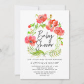 Waterverf Rode papaver WreatinBaby shower Kaart (Voorkant)