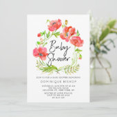 Waterverf Rode papaver WreatinBaby shower Kaart (Staand voorkant)