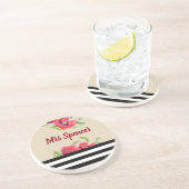 Waterverf Rode papaver Zandsteen Onderzetter (Zijkant)