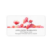 *~* Waterverf Rode papaverbloem Moderne bloem Etiket (Voorkant)