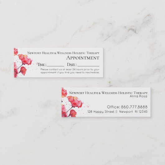 *~* Waterverf Rode papaverbloem Moderne bloem Mini Visitekaartje (Voorkant / Achterkant)