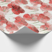Waterverf Rode papaverbloemen Cadeaupapier (Hoek)