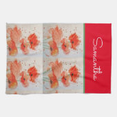 Waterverf rode papaverbloemen papaver theedoek (Horizontaal)