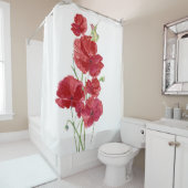 Waterverf Rode papavers bloemen Douchegordijn (In situ)