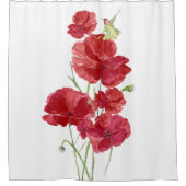 Waterverf Rode papavers bloemen Douchegordijn (Voorkant)