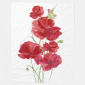Waterverf Rode papavers bloemen Fleece Deken (Voorkant)