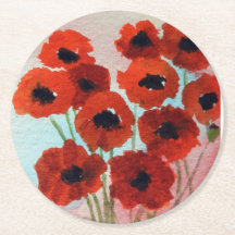 Waterverf rode papavers