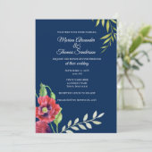 Waterverf Rode papavers met uitnodiging voor bruil (Staand voorkant)