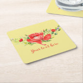 Waterverf Rode papavers op maat Kartonnen Onderzetters (Schuin)