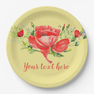 Waterverf Rode papavers op maat Papieren Bordje