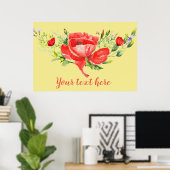 Waterverf Rode papavers op maat Poster (Thuiskantoor)