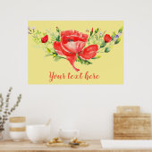 Waterverf Rode papavers op maat Poster (Keuken)