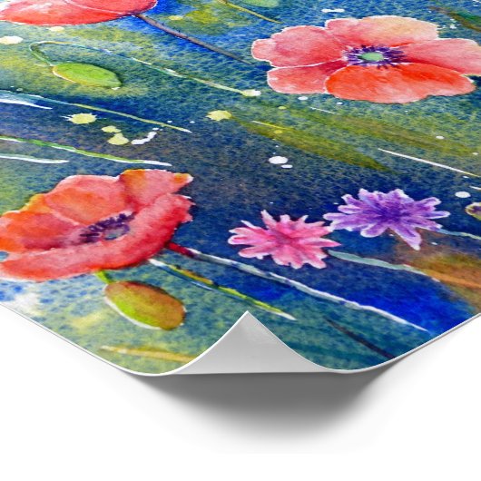 Waterverf rode papavers poster (Hoek)