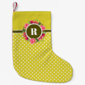 Waterverf Rode papavers Roze roze Monogram Kleine Kerstsok (Voorkant)