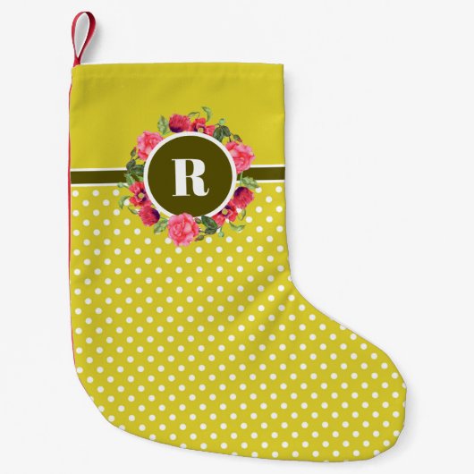 Waterverf Rode papavers Roze roze Monogram Kleine Kerstsok (Voorkant)