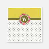 Waterverf Rode papavers Roze roze Monogram Servet (Voorkant)