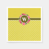 Waterverf Rode papavers Roze roze Monogram Servet (Voorkant)