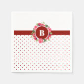 Waterverf Rode papavers Roze roze Monogram Servet (Voorkant)