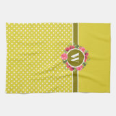 Waterverf Rode papavers Roze roze Monogram Theedoek (Horizontaal)