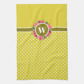 Waterverf Rode papavers Roze roze Monogram Theedoek (Verticaal)