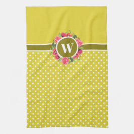 Waterverf Rode papavers Roze roze Monogram Theedoek