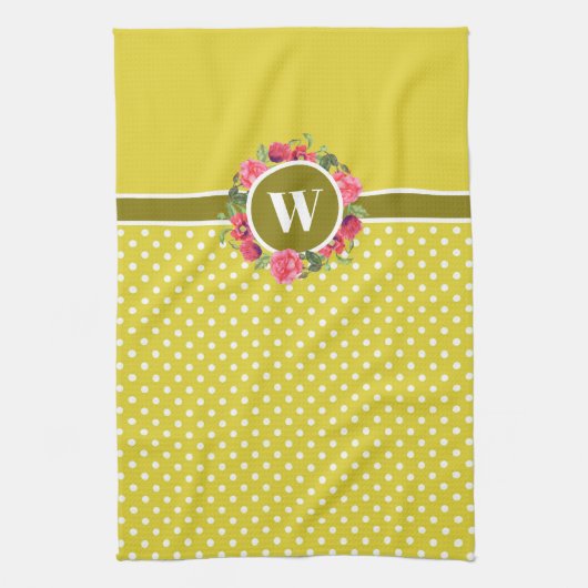 Waterverf Rode papavers Roze roze Monogram Theedoek (Verticaal)