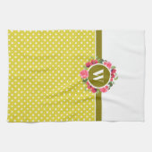 Waterverf Rode papavers Roze roze Monogram Theedoek (Horizontaal)