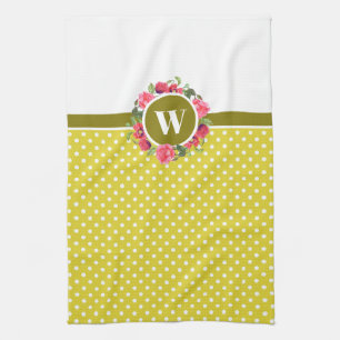 Waterverf Rode papavers Roze roze Monogram Theedoek