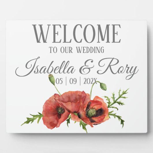  Waterverf Rode papavers Weddenschap Welkom Fotoplaat (Voorkant)