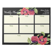 Waterverf Rode papavers zwart Notitieblok (Voorkant)