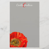 Waterverf Rode papaverventilator en naam Briefpapier (Voorkant)