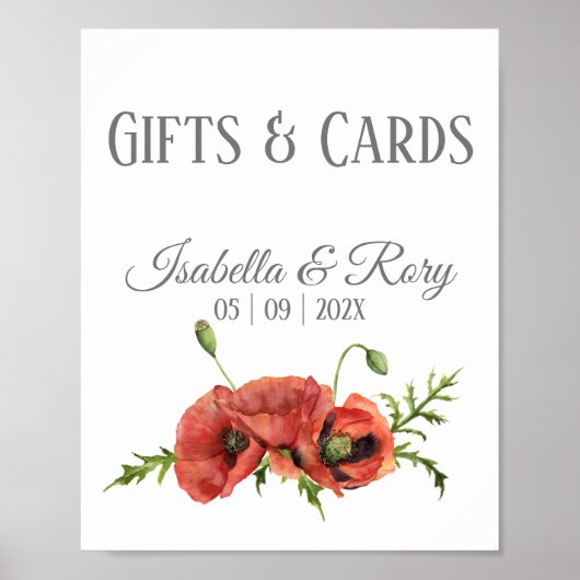 Waterverf rode papies Huwelijkscadeaus afdrukken Poster (Voorkant)