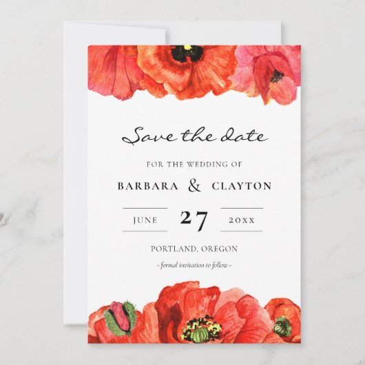 Waterverf Rode papies Sla de datum op Kaart (Voorkant)