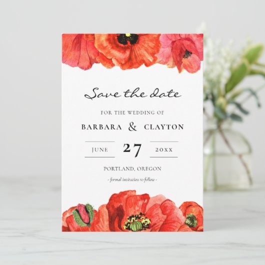 Waterverf Rode papies Sla de datum op Kaart (Staand voorkant)