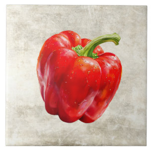 Waterverf Rode Paprika Neptextuur Tegeltje