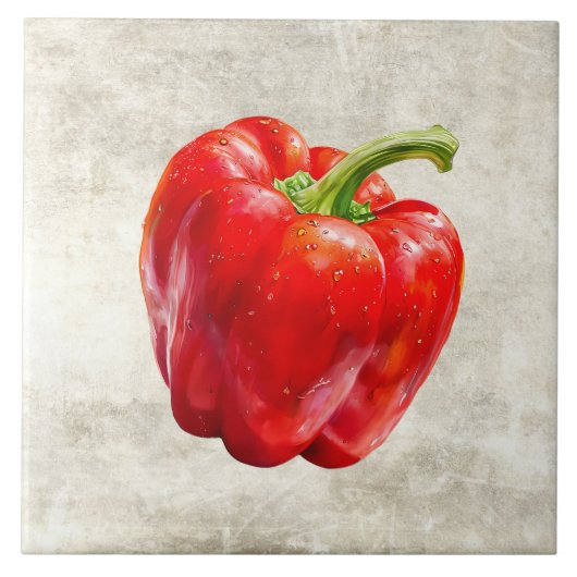 Waterverf Rode Paprika Neptextuur  Tegeltje (Voorkant)