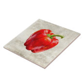 Waterverf Rode Paprika Neptextuur  Tegeltje (Zijkant)