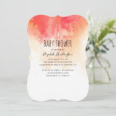 Waterverf rode perzik genderneutraal baby shower kaart (Staand voorkant)