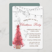 Waterverf rode pineTree,lampjes,kerstfeest Kaart (Voorkant / Achterkant)