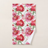 Waterverf Rode Pioenpatroon Bad Handdoek (Handdoek)