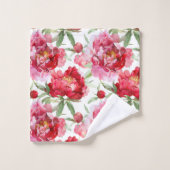 Waterverf Rode Pioenpatroon Bad Handdoek (Wasdoekje)