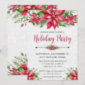 Waterverf Rode Poinsettia Bloemenvakantie Kerst Kaart (Voorkant / Achterkant)